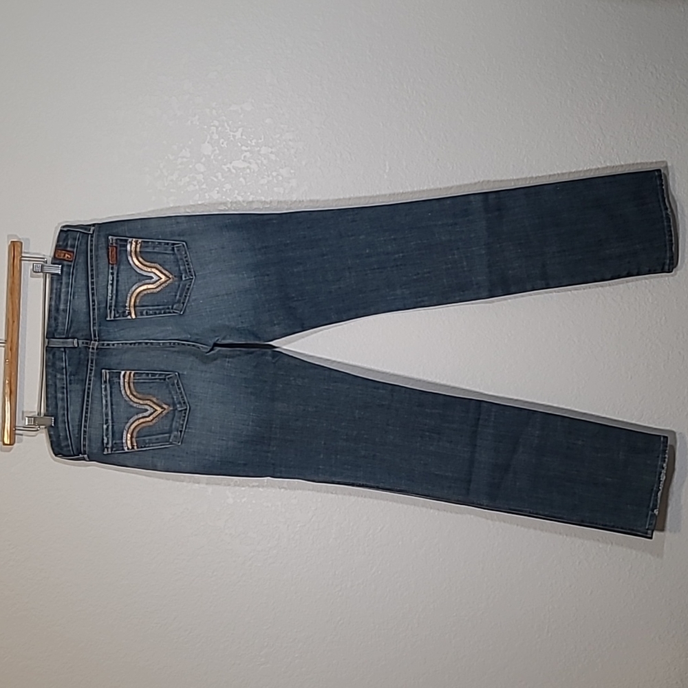 7 For All Mankind Kate Straight Leg Jeans Caribbean Foil Made in USA siz…